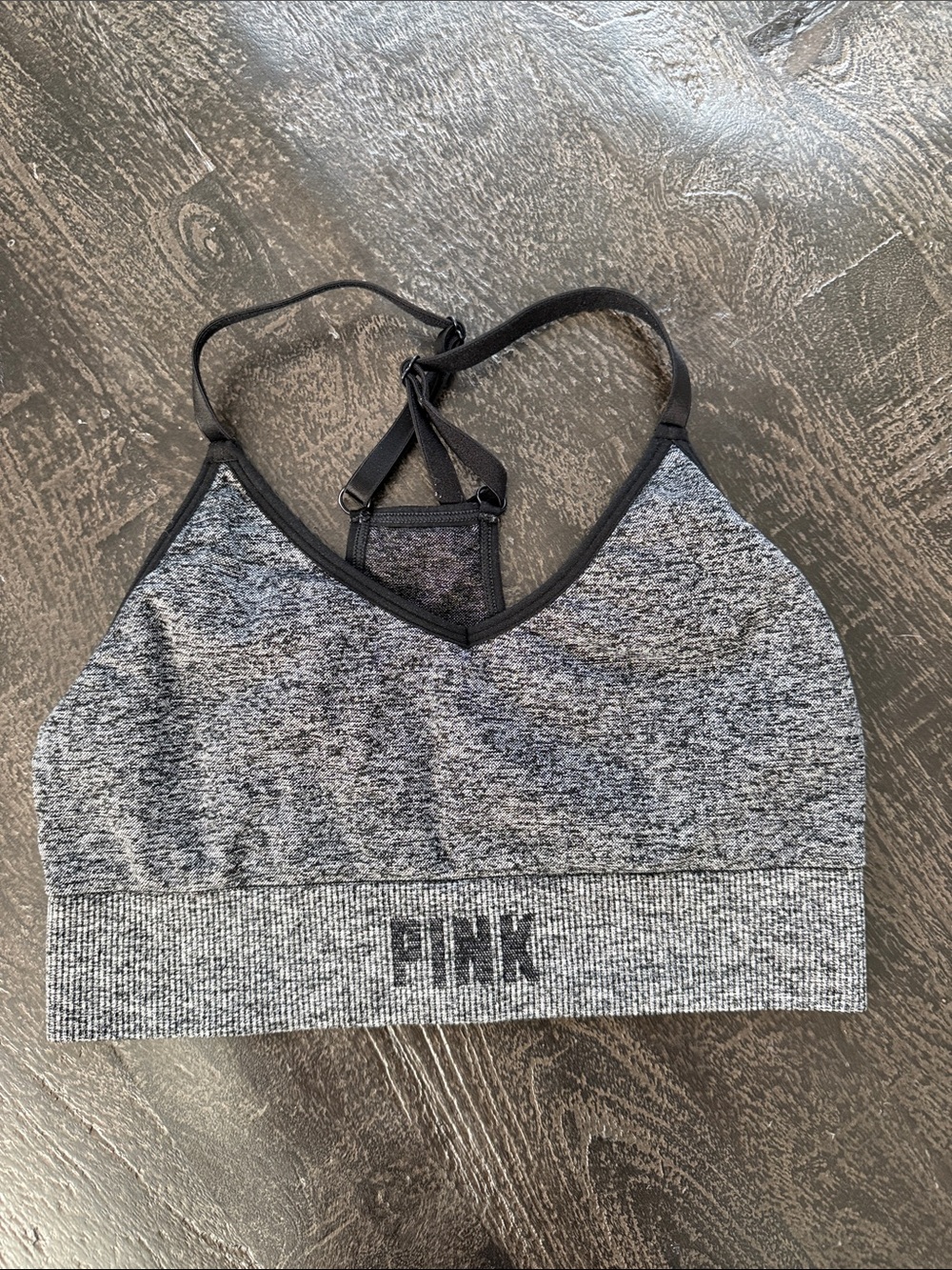 PINK Victoria's Secret Heather Gray Seamless Racerback Sports Bra